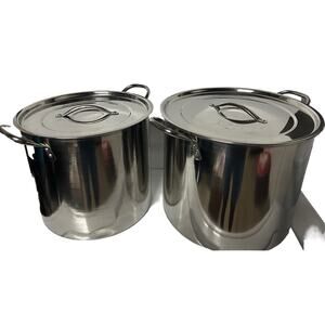 Stock Pots 20 Quart & 15 Quart (lot of 2) Stainless Steel Cook-wear w/ Lids
